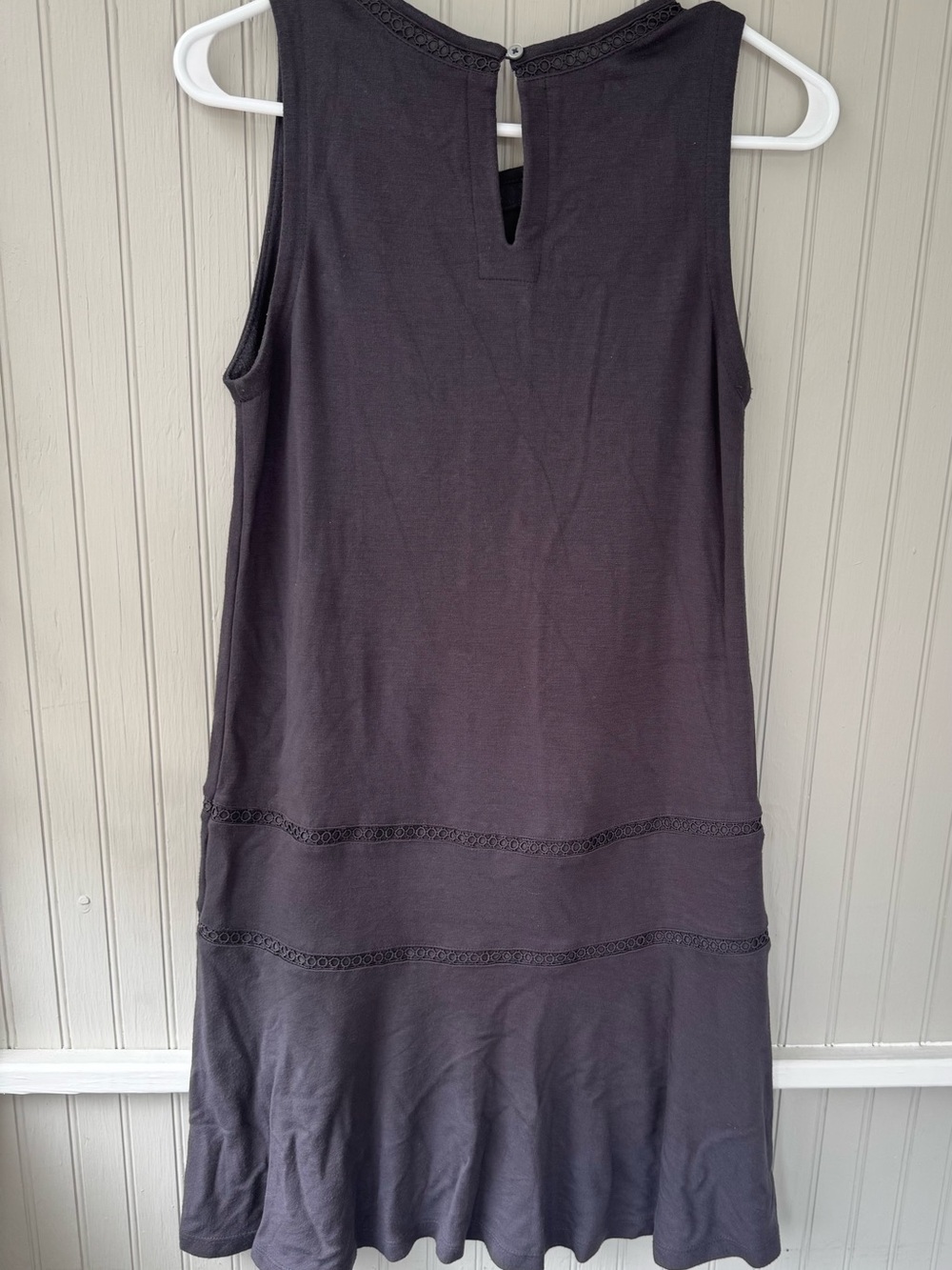 LOFT Women’s Sleeveless Dark Charcoal Crochet Tank Dress - Small - Picture 2 of 6